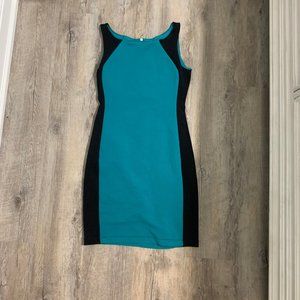 B. Smart brand Blue and black mid length body con